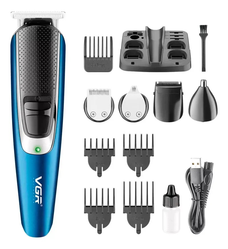 Maquina Corta Pelo Barba Vgr V-172 Grooming Kit 5 En 1 Usb Azul