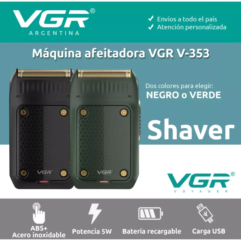 Alternative view of Afeitadora Eléctrica Shaver Vgr V-353 Portatil Recargable Negro