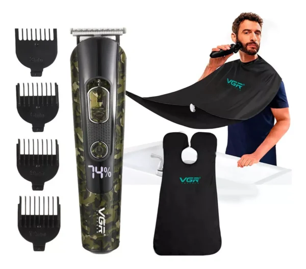 Maquina Cortar Pelo Barba Vgr V-271 Patillera Camuflada + Capa Corte