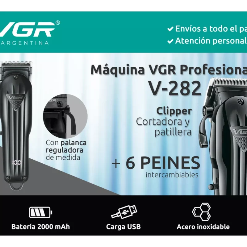 Alternative view of Cortadora De Pelo Barba Vgr V-282 Usb Recargable 6 Medidas Negro