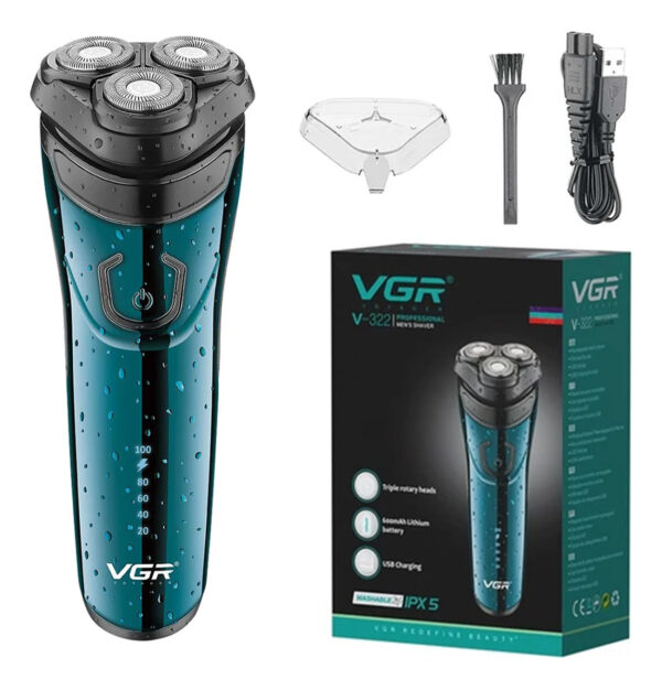 Afeitadora Eléctrica Hombre VGR V-322 Patillera 2en1 Usb Azul