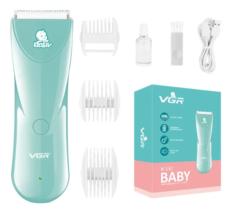 Máquina de Cortar Pelo Para Bebés Niños VGR V-150 Cerámica Verde Agua