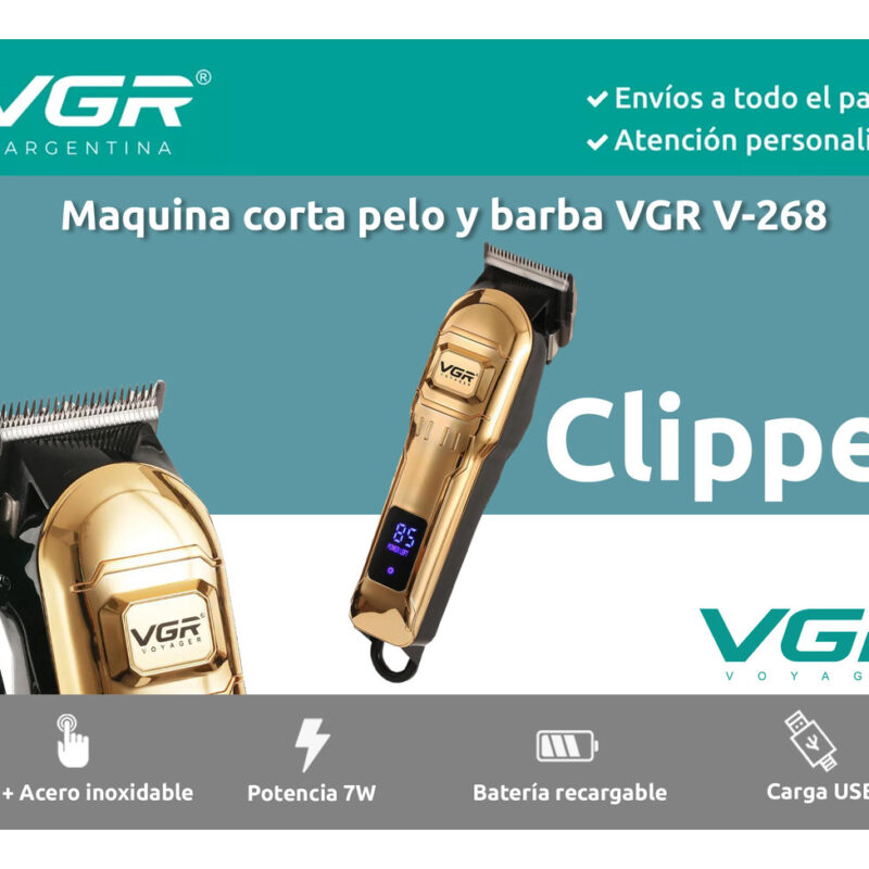 Alternative view of Máquina de Cortar Pelo VGR V-268 Recargable Inalámbrica Usb Dorado
