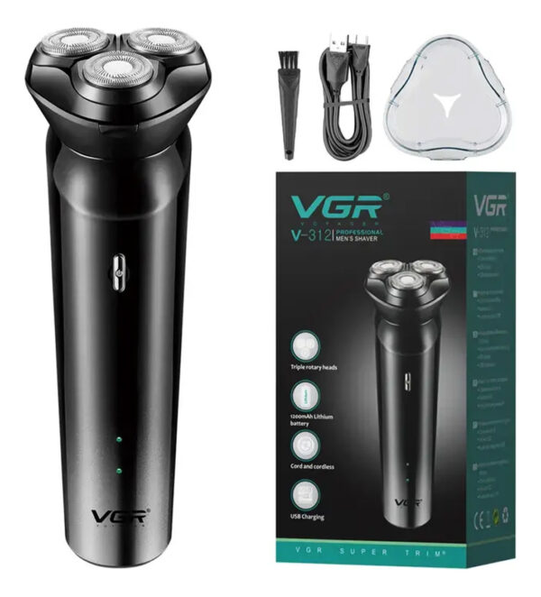 Afeitadora Eléctrica Hombre Shaver VGR V-312 Usb Inalámbrica Negro