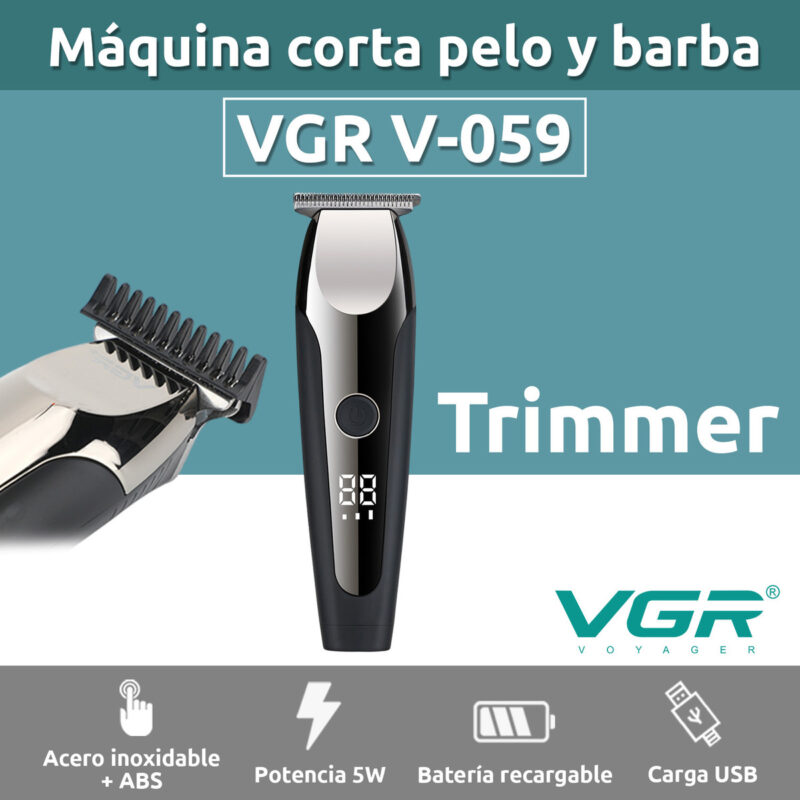 Alternative view of Máquina Patillera Profesional Recargable VGR V-059 Usb Led