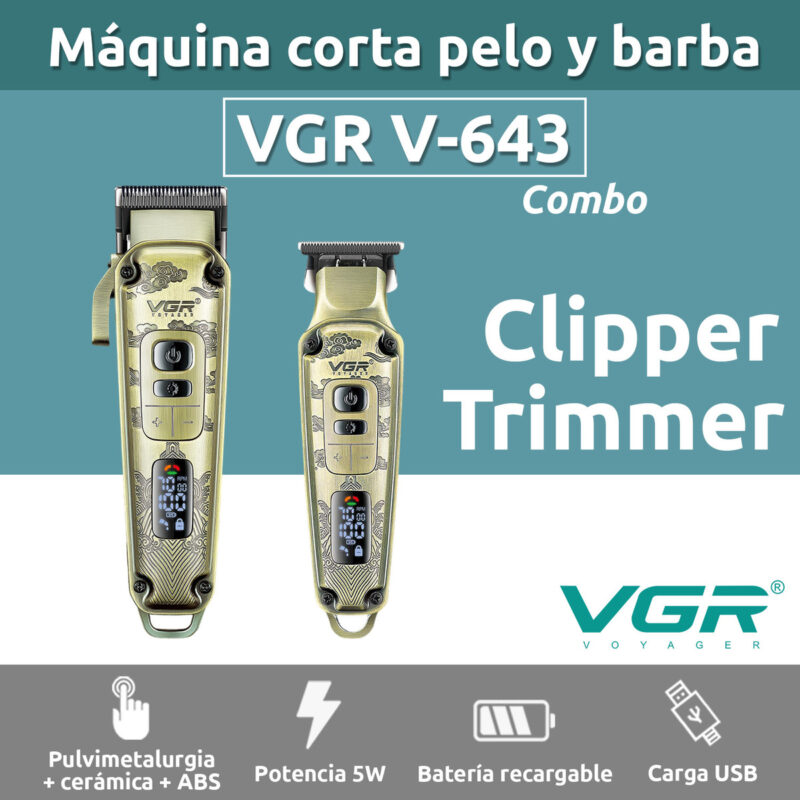 Alternative view of Cortadora Pelo Trimmer Profesional Set 2en1 VGR V-643 Metal
