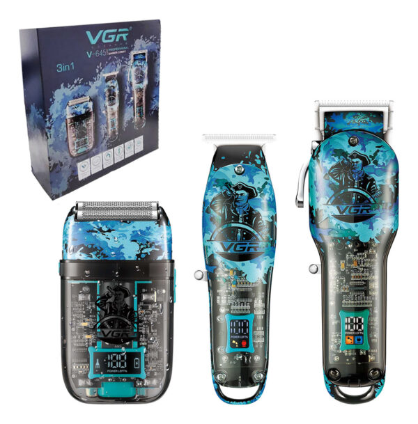 Set Barbería Corta Pelo Trimmer Afeitadora 3 en 1 VGR V-645