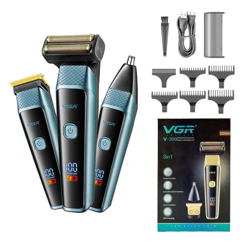 Máquina Corta Pelo Barba Nariz Grooming 3en1 VGR V-366 Turbo