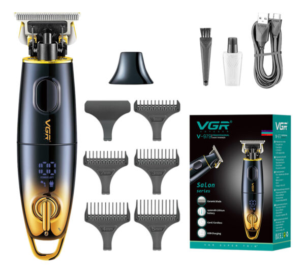 Máquina Trimmer Profesional VGR V-979 Usb 5 Peines Cerámica