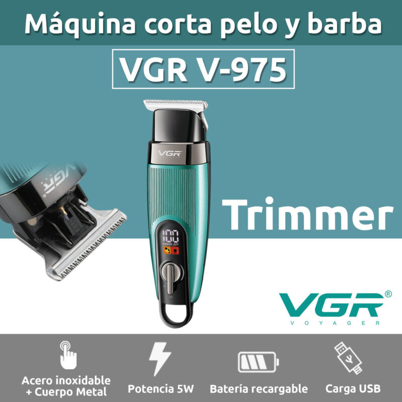Alternative view of Máquina Trimmer Profesional Recargable VGR V-975 Usb Led