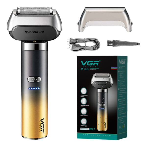 Afeitadora Eléctrica 2en1 Trimmer VGR V-358 Usb 4 Hojas IPX7
