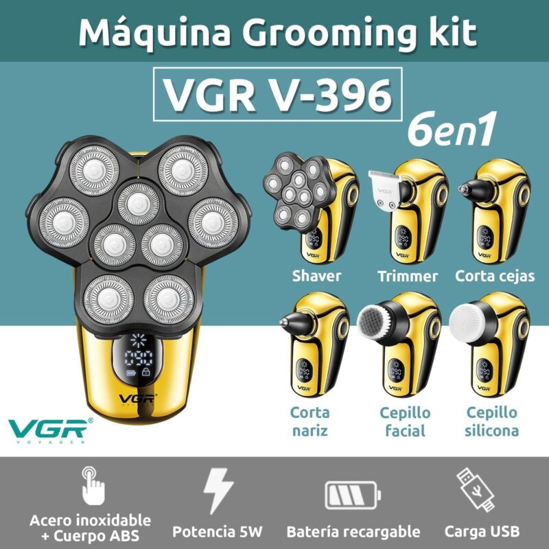 Alternative view of Afeitadora Eléctrica Grooming Kit 6en1 VGR V-396 Calva IPX7