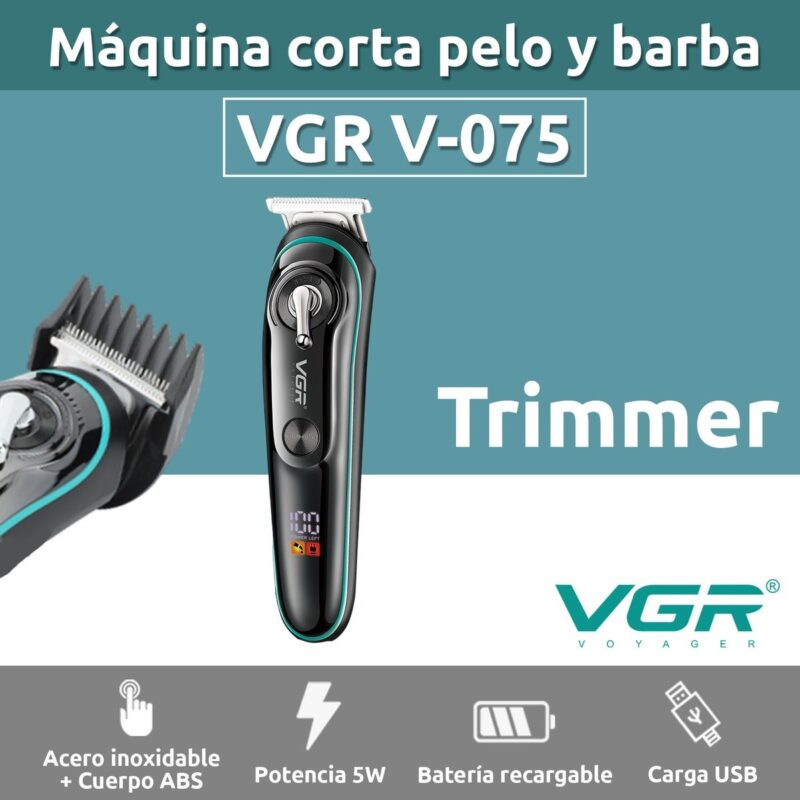 Alternative view of Máquina Patillera Profesional Trimmer VGR V-075 Usb T-Blade