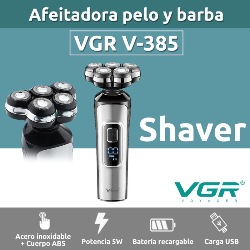 Alternative view of Afeitadora Eléctrica Hombre VGR V-385 Usb Magnetica 5D IPX5