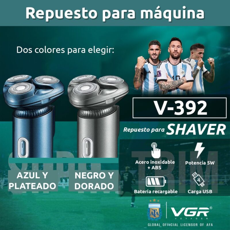Alternative view of Repuesto Shaver Eléctrica 2en1 Vgr V-392 Afa Argentina Ipx7