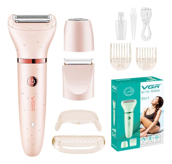 Afeitadora Eléctrica Mujer Trimmer 3en1 VGR V-735 Usb IPX7