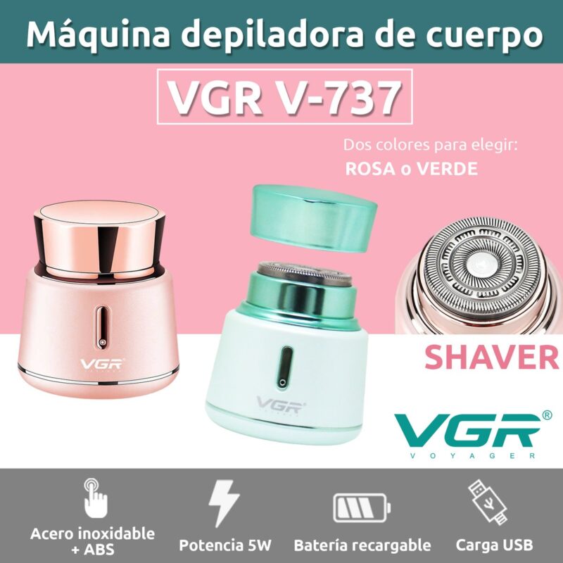 Alternative view of Afeitadora Eléctrica Mujer Shaver VGR V-737 Usb Led IPX5