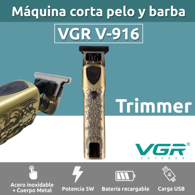 Alternative view of Máquina Trimmer Patillera Profesional VGR V-916 Metal Usb