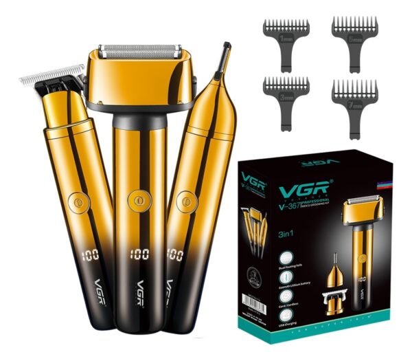 Afeitadora Pelo Barba Nariz Cejas Grooming 3en1 Vgr V-367