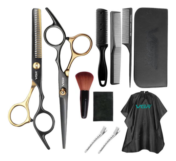 Set De Tijeras Peluquería Vgr 11pcs Acero Inoxidable Estuche