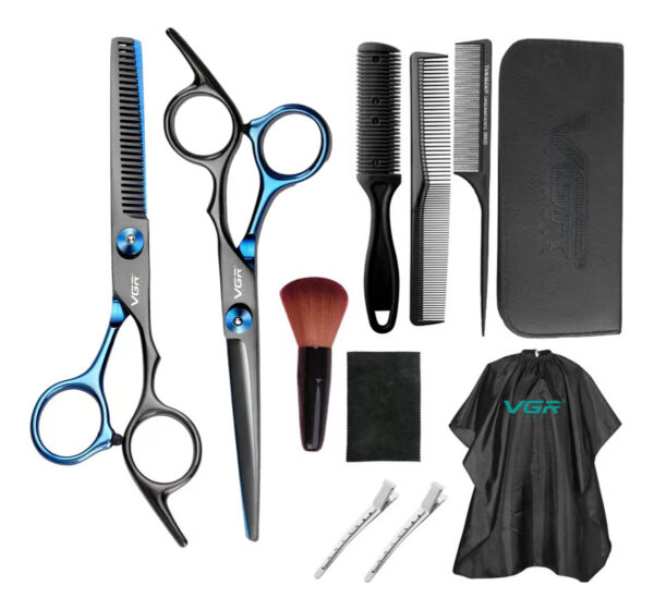 Set De Tijeras Peluquería Vgr 11pcs Acero Inoxidable Estuche
