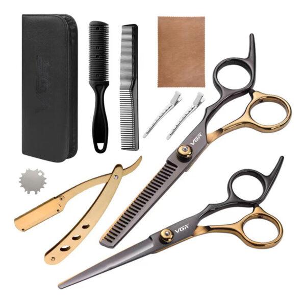 Set De Tijeras Peluquería Vgr 10pcs Acero Inoxidable Estuche