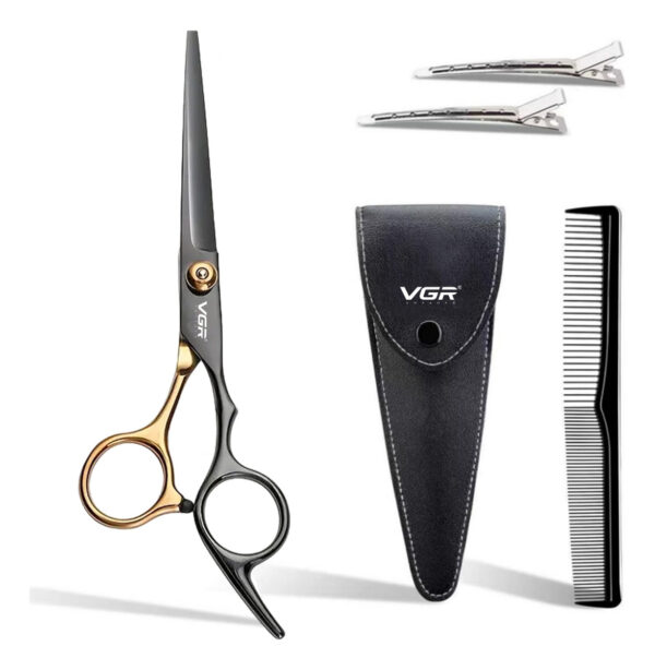 Set De Tijeras Peluquería Vgr 5pcs  Acero Inoxidable Estuche