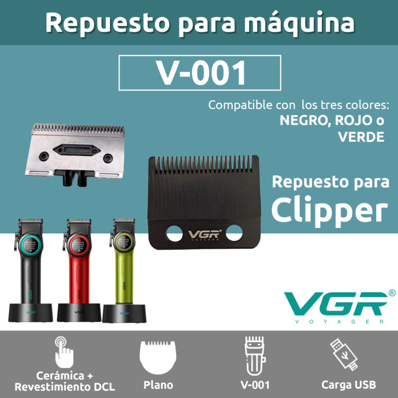 Alternative view of Cuchillas Máquina Barbería Profesional Corta Pelo Vgr V-001 Color Negro