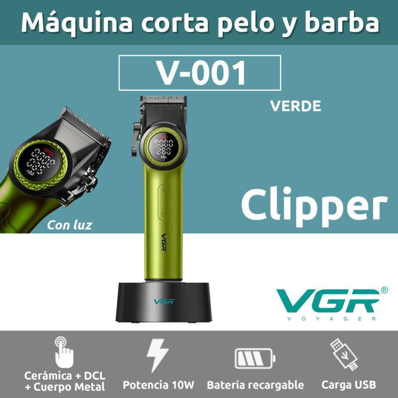 Alternative view of Máquina Barbería Profesional Corta Pelo Vgr V-001 turbo luz