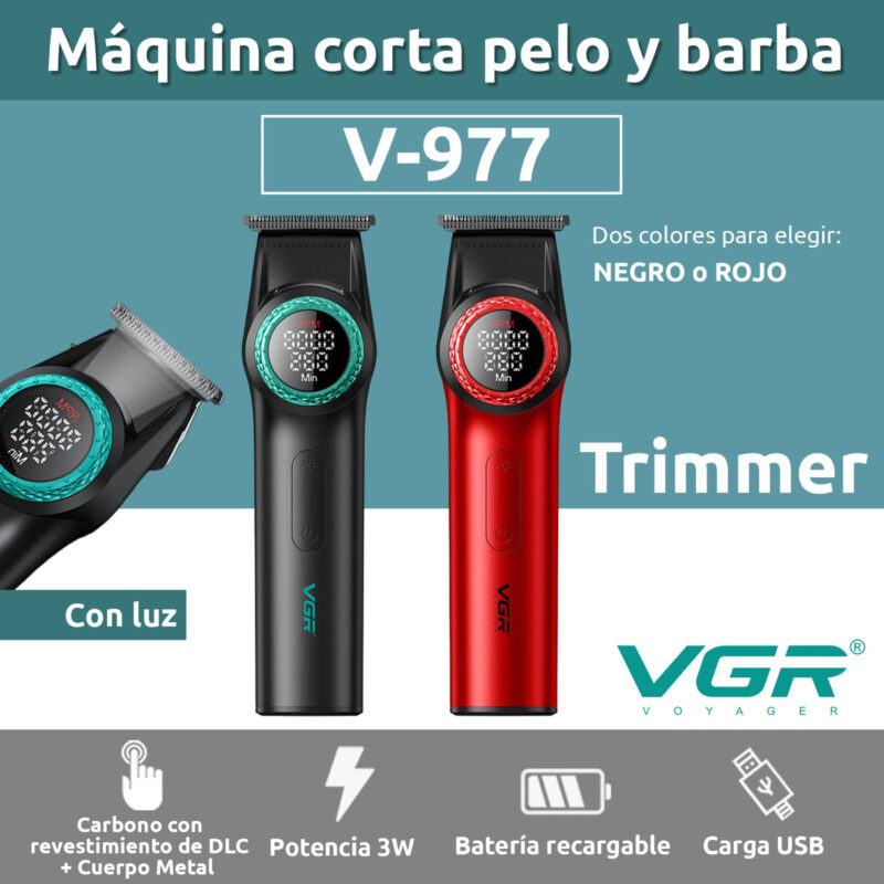 Alternative view of Cortadora Pelo Trimmer Pro VGR V-977 Luz Motor BLDC 8000rpm