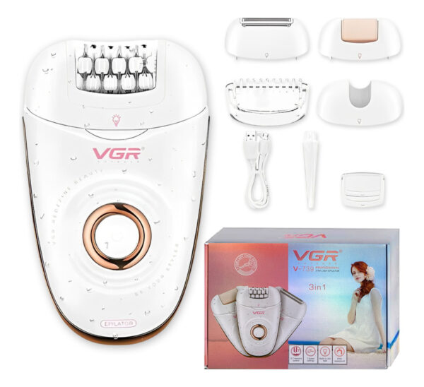 Depiladora Eléctrica Mujer Afeitadora Callos 3en1 Vgr V-739