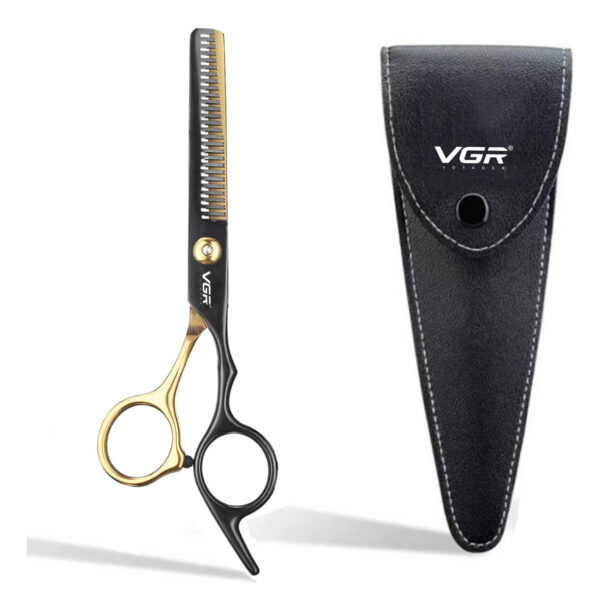 Tijera Barbería Para Pulir Entresacar Profesional Vgr Funda