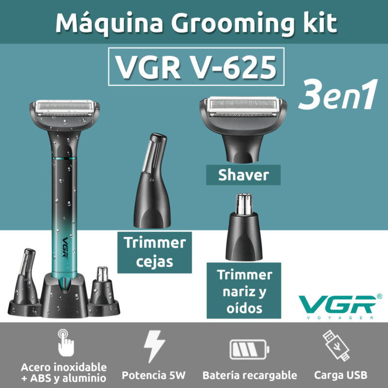 Alternative view of Afeitadora Corporal Set 3en1 Nariz Oído Ceja Vgr V-625 Ipx5