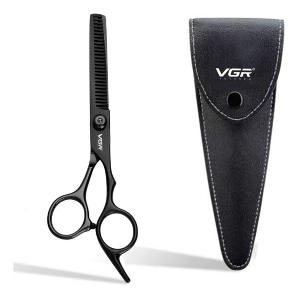 Tijera Barbería Para Pulir Entresacar Profesional Vgr Funda