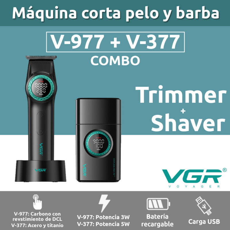 Alternative view of Combo Vgr Barbería Profesional Trimmer V-977 + Shaver V-377