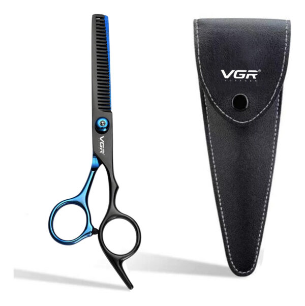 Tijera Barbería Para Pulir Entresacar Profesional Vgr Funda
