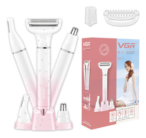 Set Mujer 3en1 Afeitadora Corporal Nariz Ceja Vgr V-611 Ipx5