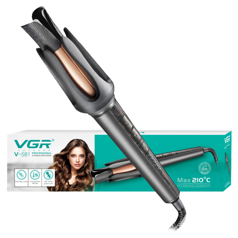 Buclera Automatica Profesional Para Cabello Rulos VGR V-581 210°C Color Negro