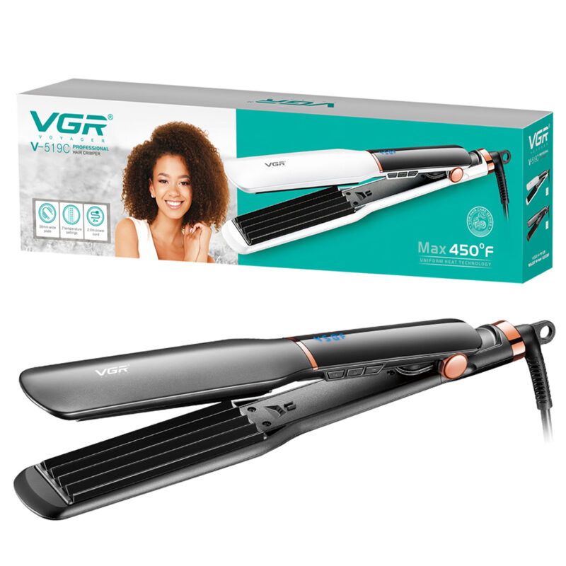 Planchita Rizadora Profesional Pelo VGR V-519C 7 Niveles Color Negro