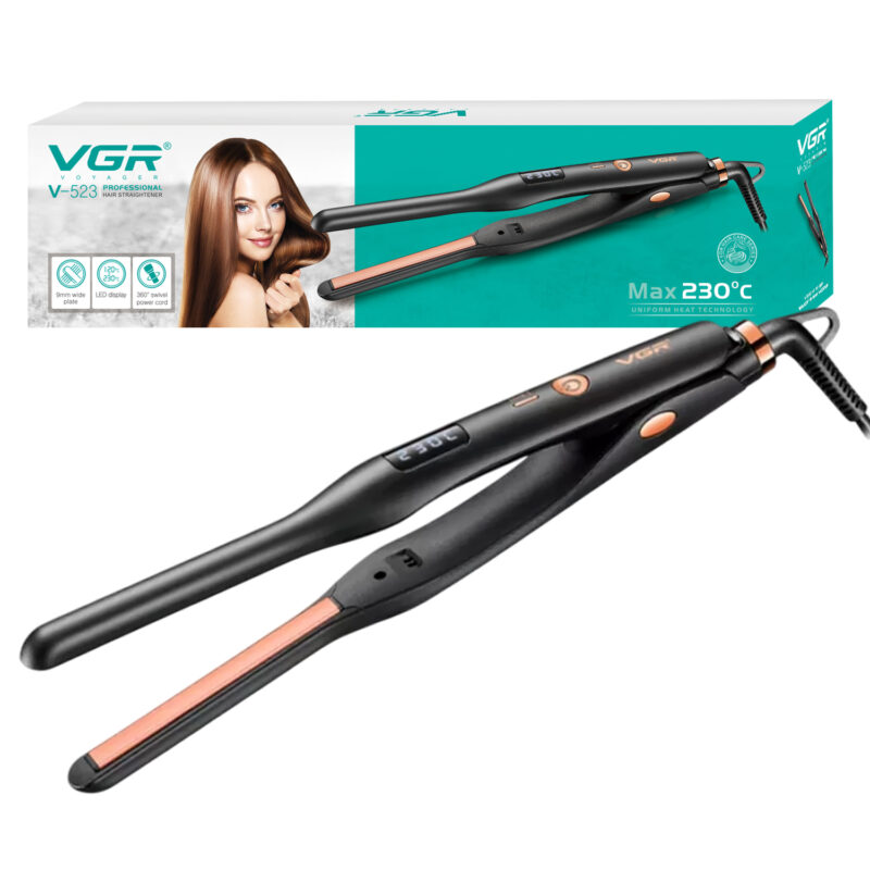 Planchita Mini Pelo Lacio Bucle Corto VGR V-523 Cerámica Color Negro
