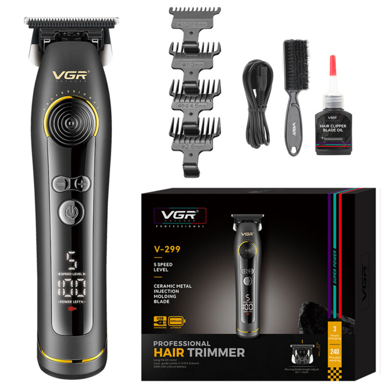 Cortadora Pelo Vgr V-299 Pro 9000rpm Cuchilla Alta Precisión Color Negro