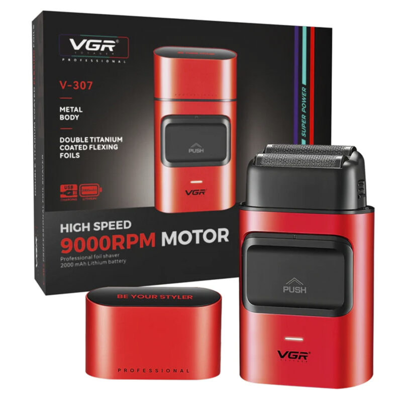 Maquina Corta Pelo Rasuradora Titanio Recargable VGR V-307 Color Rojo