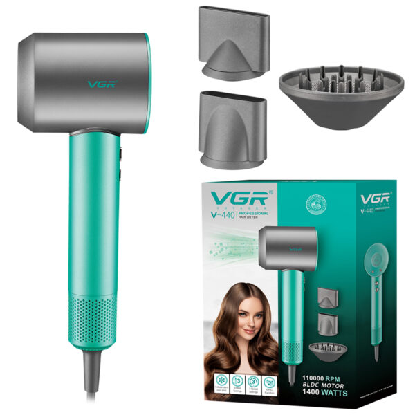 Secador De Pelo Profesional VGR V-440 Iónico 1400w BLDC Color Verde
