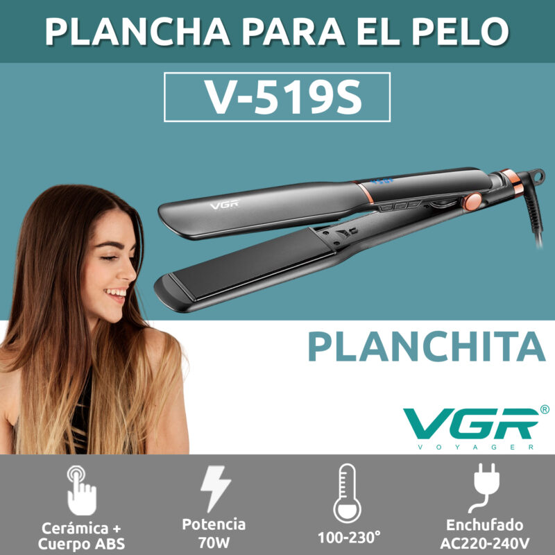 Alternative view of Planchita De Pelo Profesional VGR V-519S Cerámica 230°C Color Negro