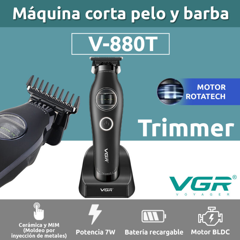 Alternative view of Maquina de cortar Pelo Patillera Trimmer Vgr V-880t Rotatech Bldc 7200RPM Color Negro