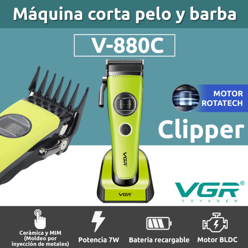 Alternative view of Máquina Cortar Pelo Vgr V-880c Cerámica Motor Rotatech Bldc 7200rpm Color Verde