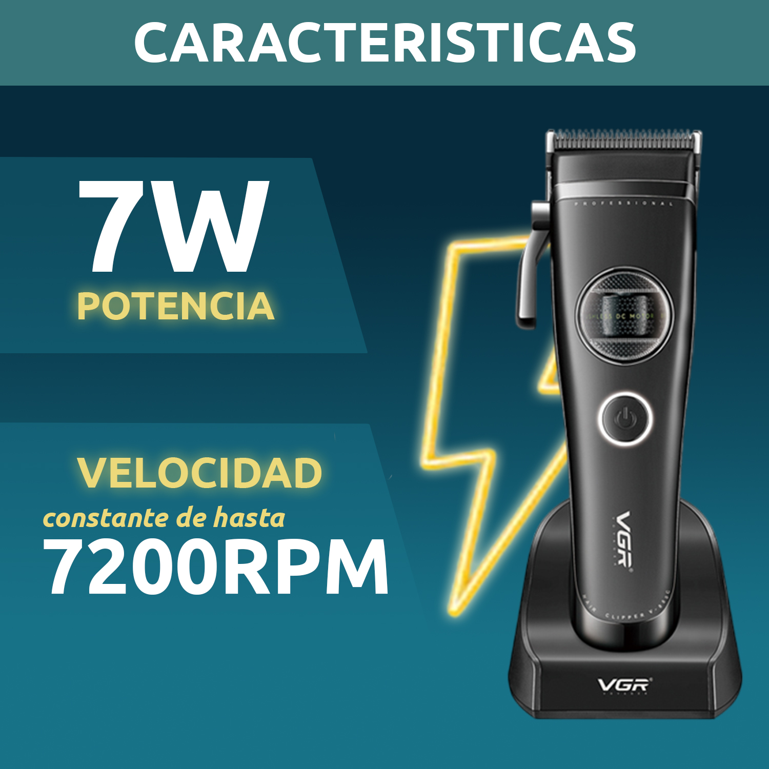 Máquina Cortar Pelo Vgr V-880c Cerámica Motor Rotatech Bldc 7200rpm Color Negro - Image 4
