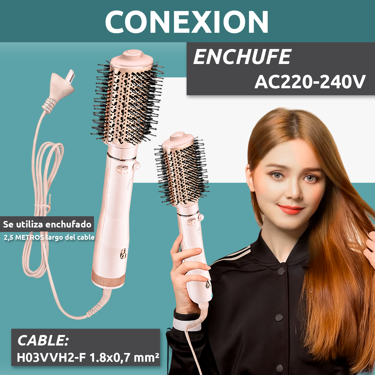 Cepillo Secador Cabello Giratorio VGR V-494 2 Velocidades Color Rosa - Image 8