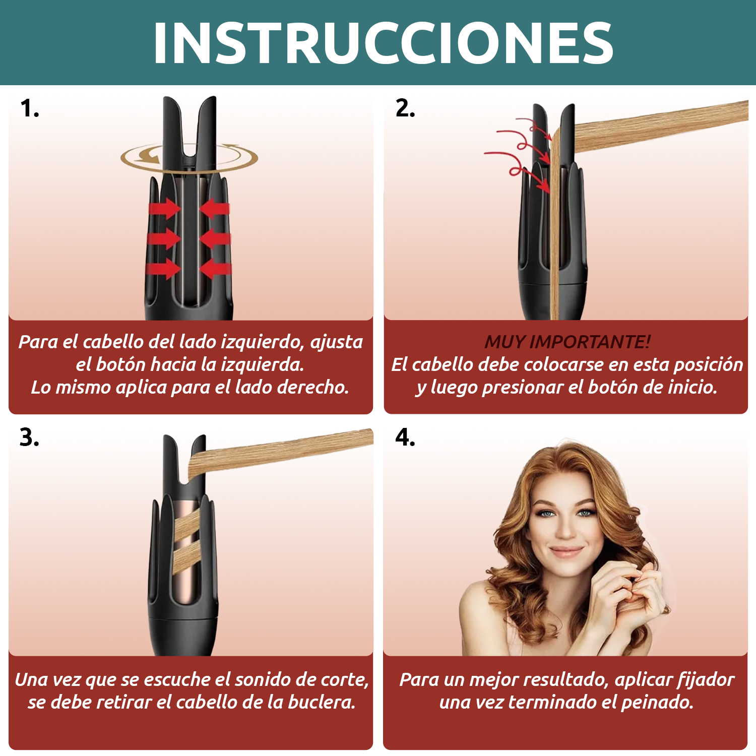 Buclera Automatica Profesional Para Cabello Rulos VGR V-581 210°C Color Negro - Image 4