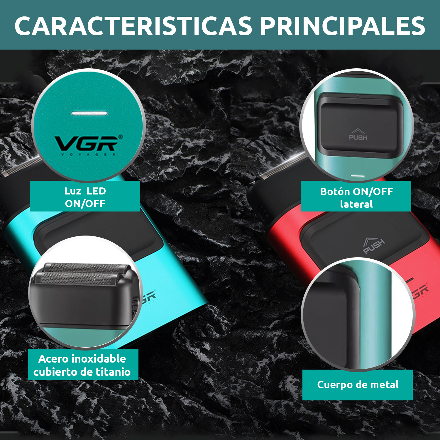 Maquina Corta Pelo Rasuradora Titanio Recargable VGR V-307 Color Verde - Image 7